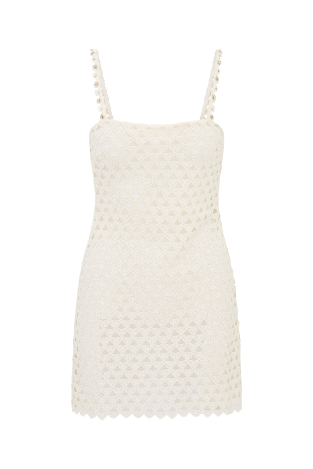Camara Rhinestone Cotton Lace Mini Dress