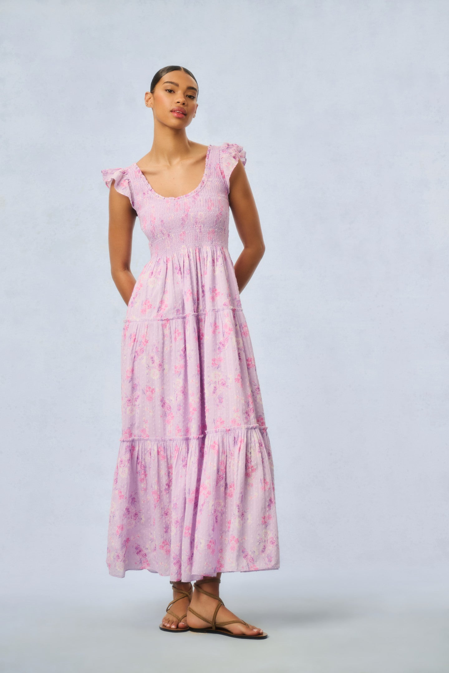 Chessie Fragrance Print Cotton Maxi Dress