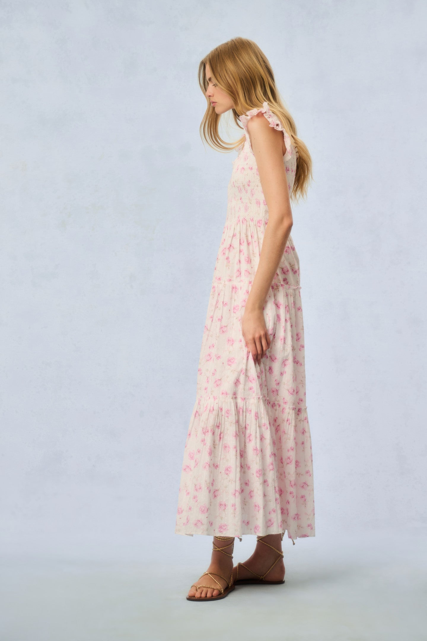 Chessie Fragrance Print Cotton Maxi Dress