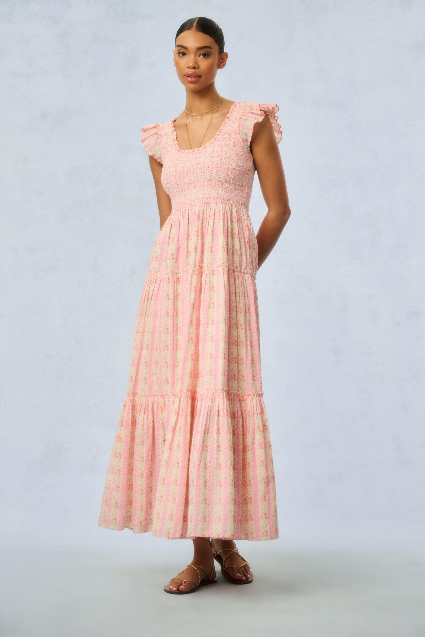 Chessie Fragrance Print Cotton Maxi Dress