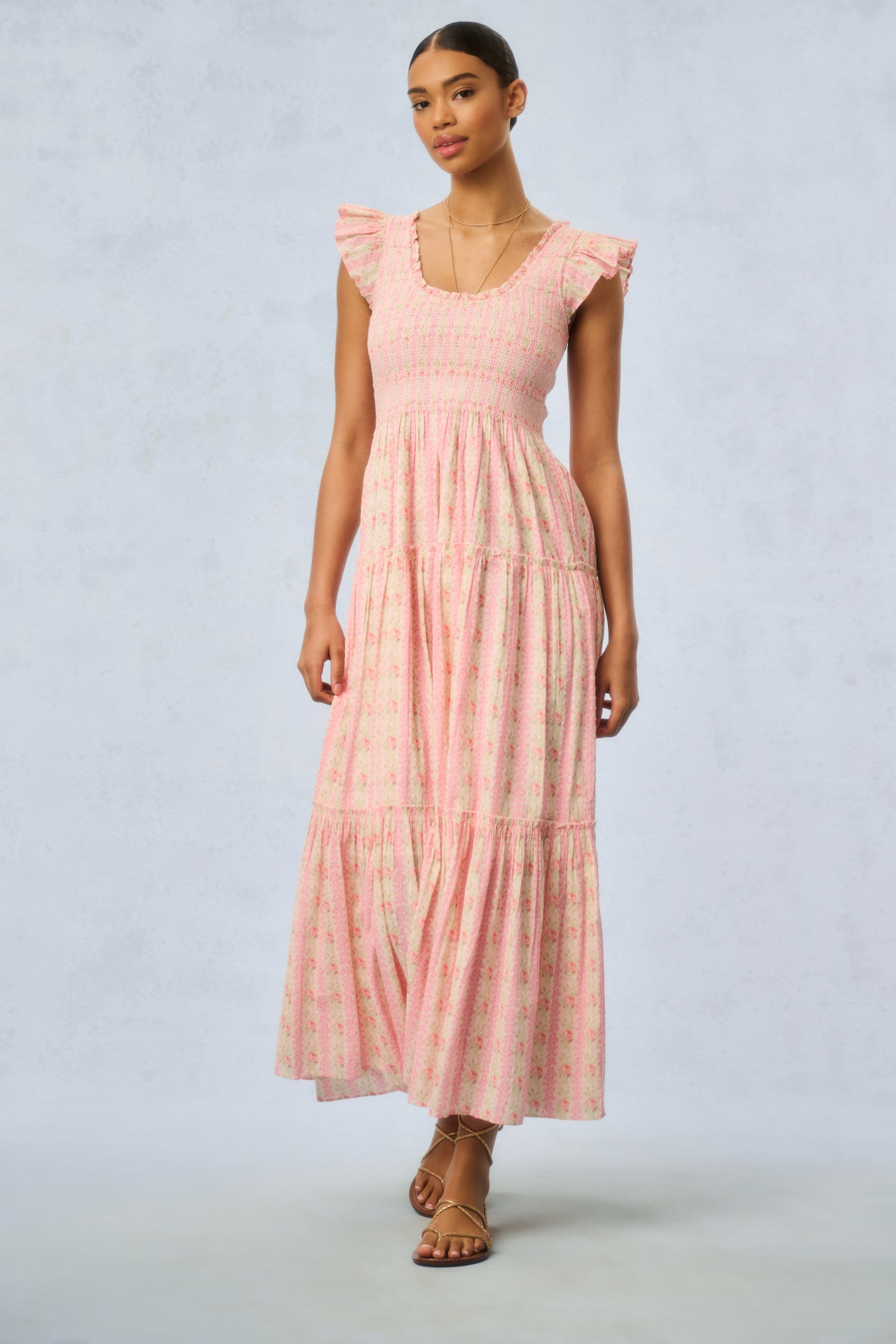Chessie Fragrance Print Cotton Maxi Dress