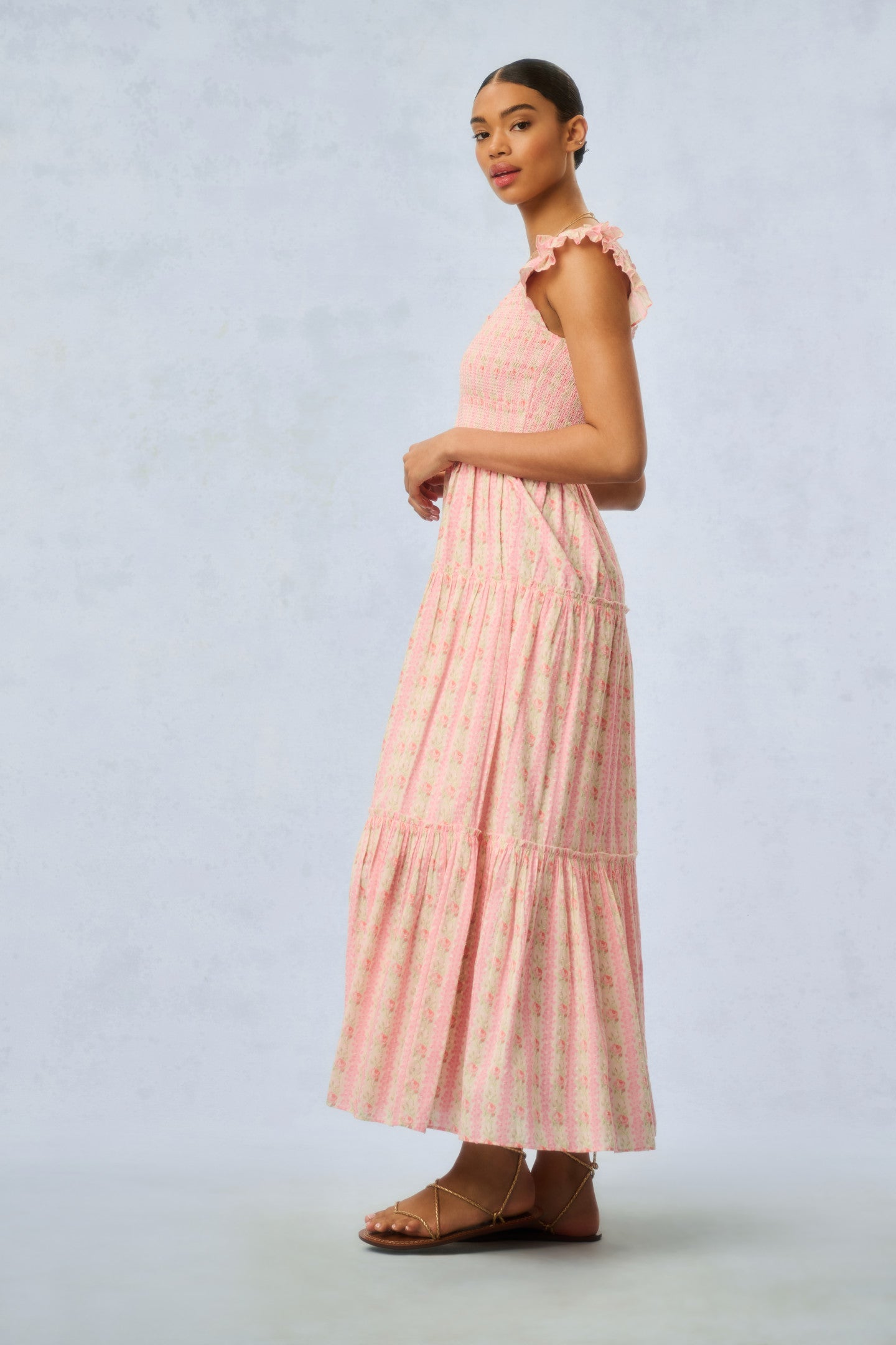 Chessie Fragrance Print Cotton Maxi Dress