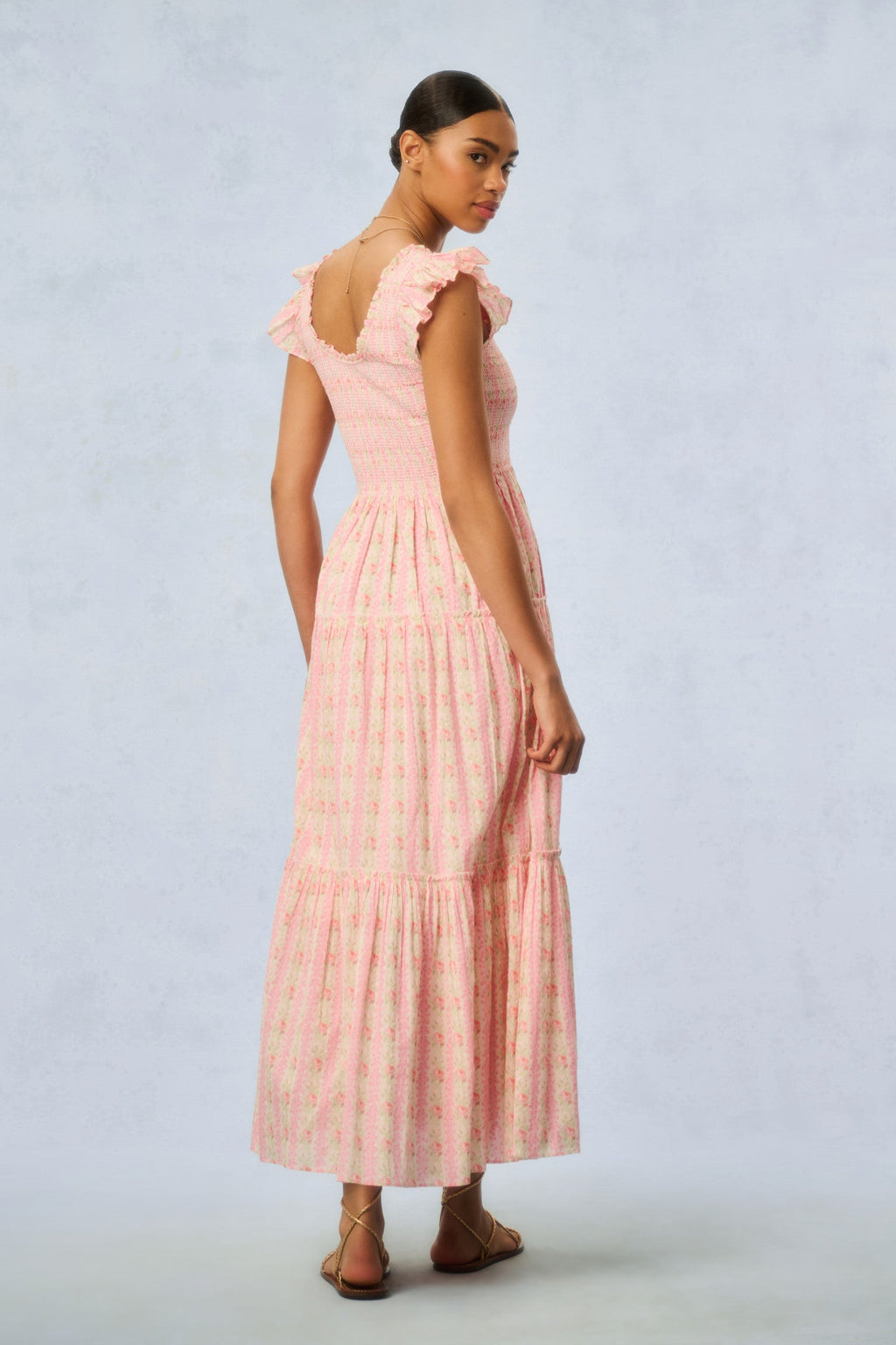 Chessie Fragrance Print Cotton Maxi Dress