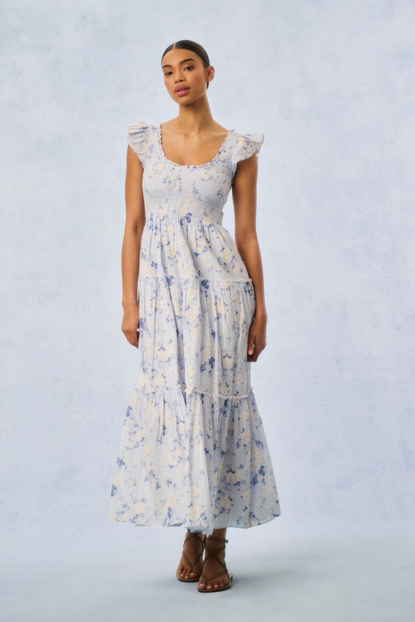 Chessie Fragrance Print Cotton Maxi Dress
