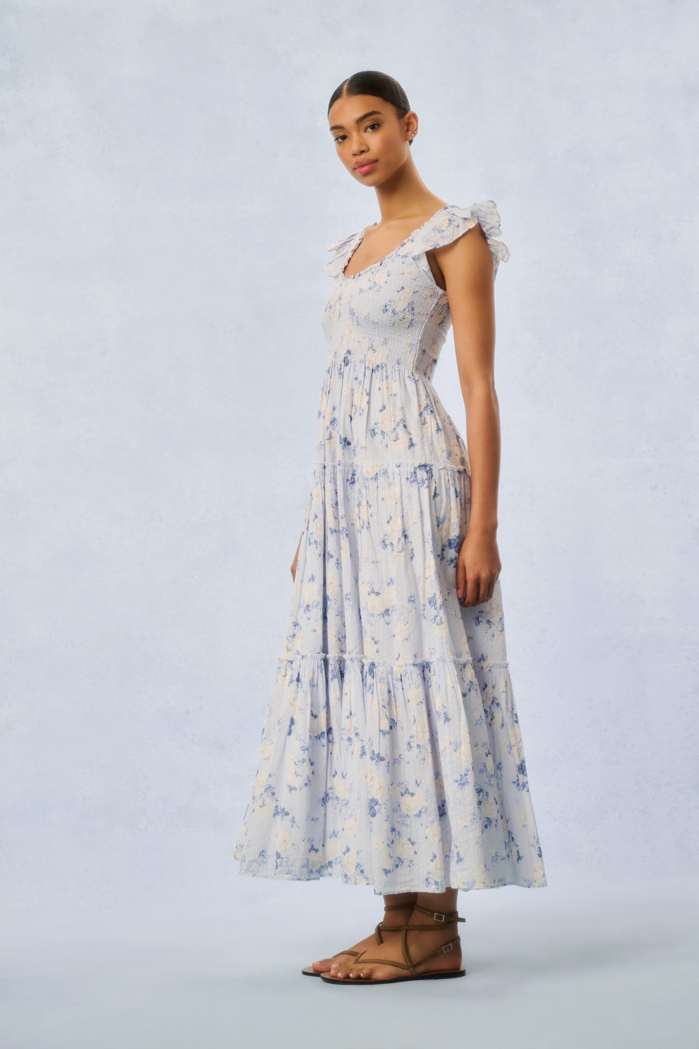Chessie Fragrance Print Cotton Maxi Dress