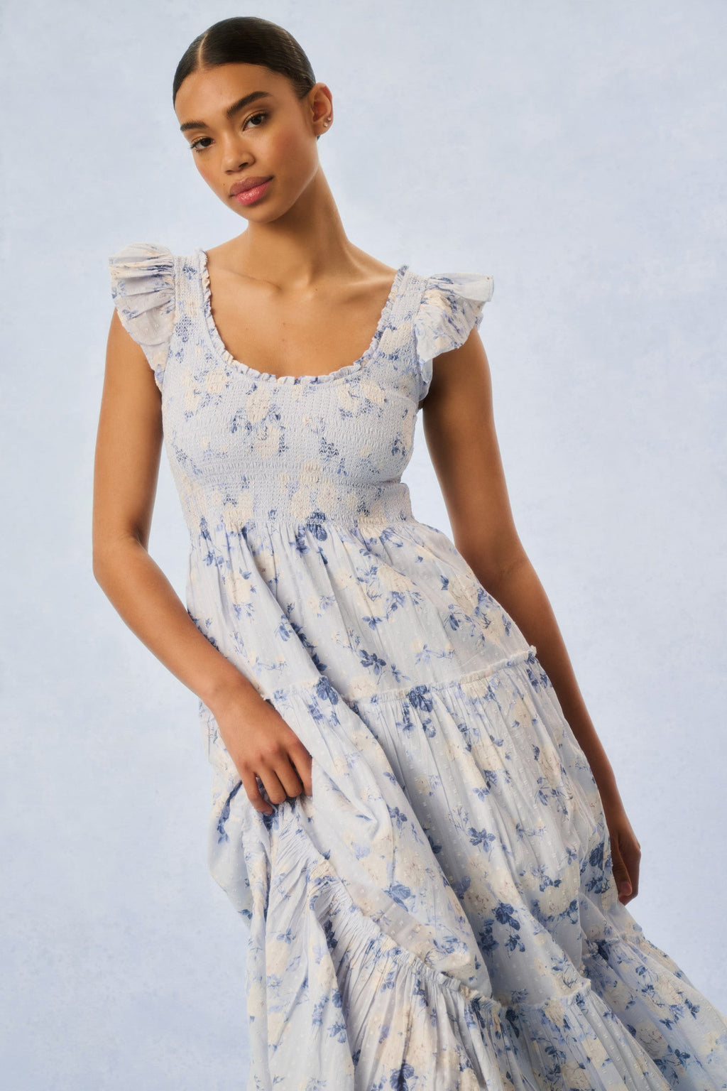 Chessie Fragrance Print Cotton Maxi Dress