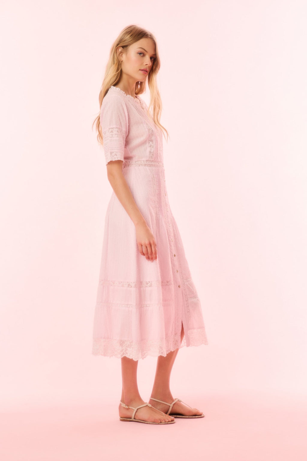 Francilla Cotton Midi Dress - BALLERINA PINK
