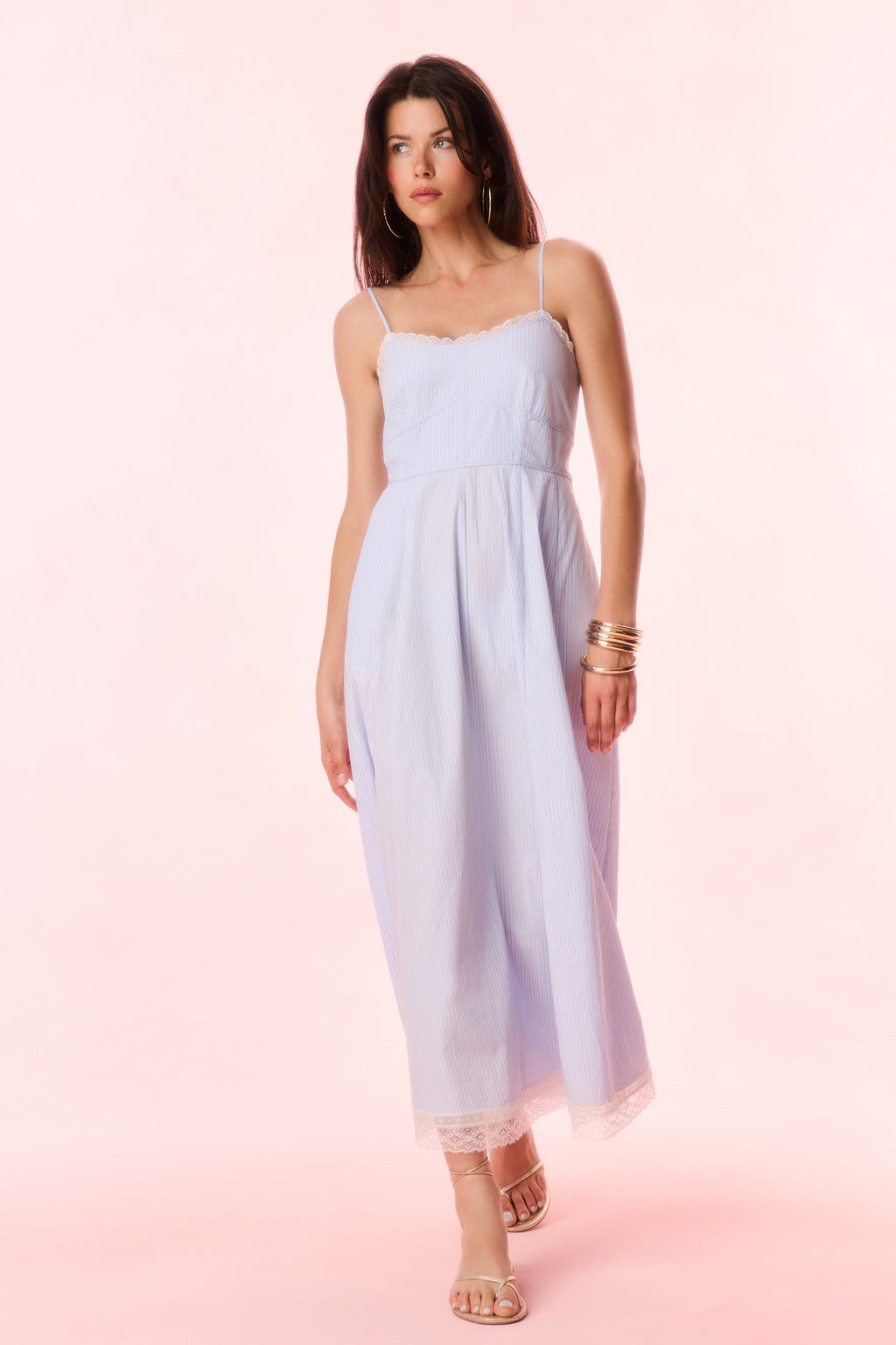 Sandara Cotton Pinstripe Maxi Dress