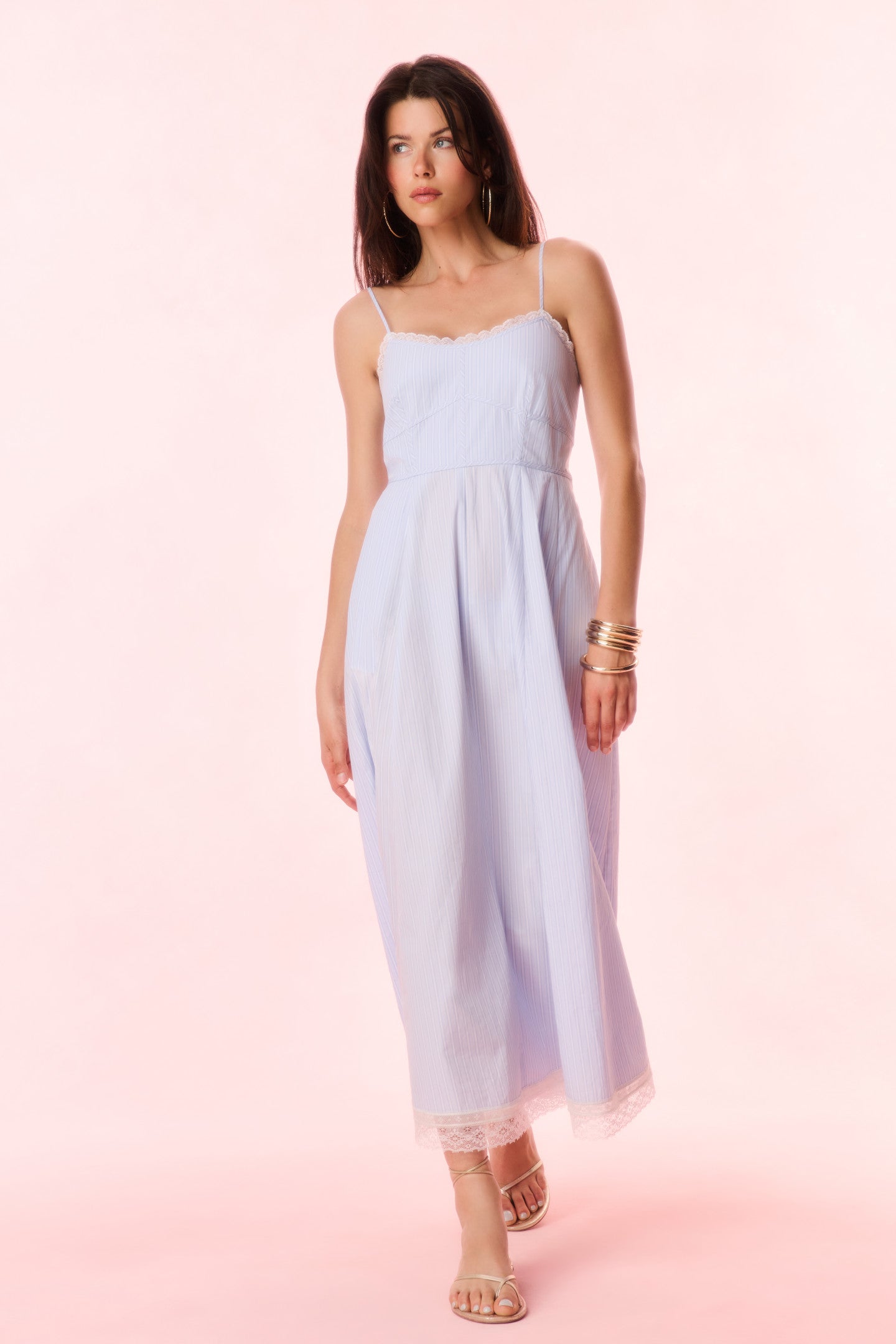 Sandara Cotton Pinstripe Maxi Dress