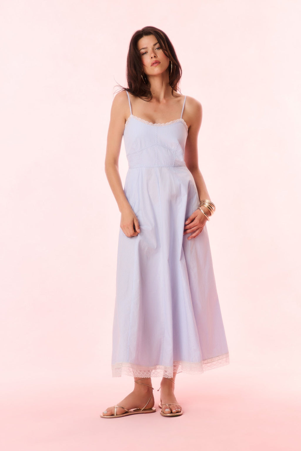 Sandara Cotton Pinstripe Maxi Dress