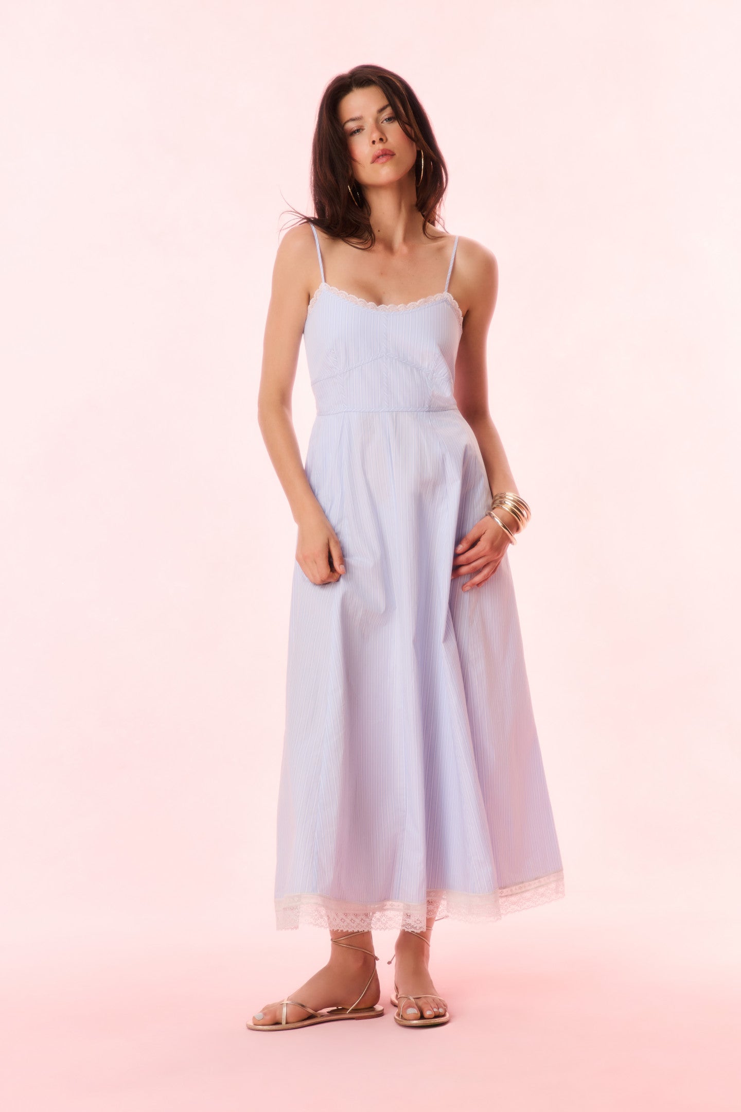 Sandara Cotton Pinstripe Maxi Dress