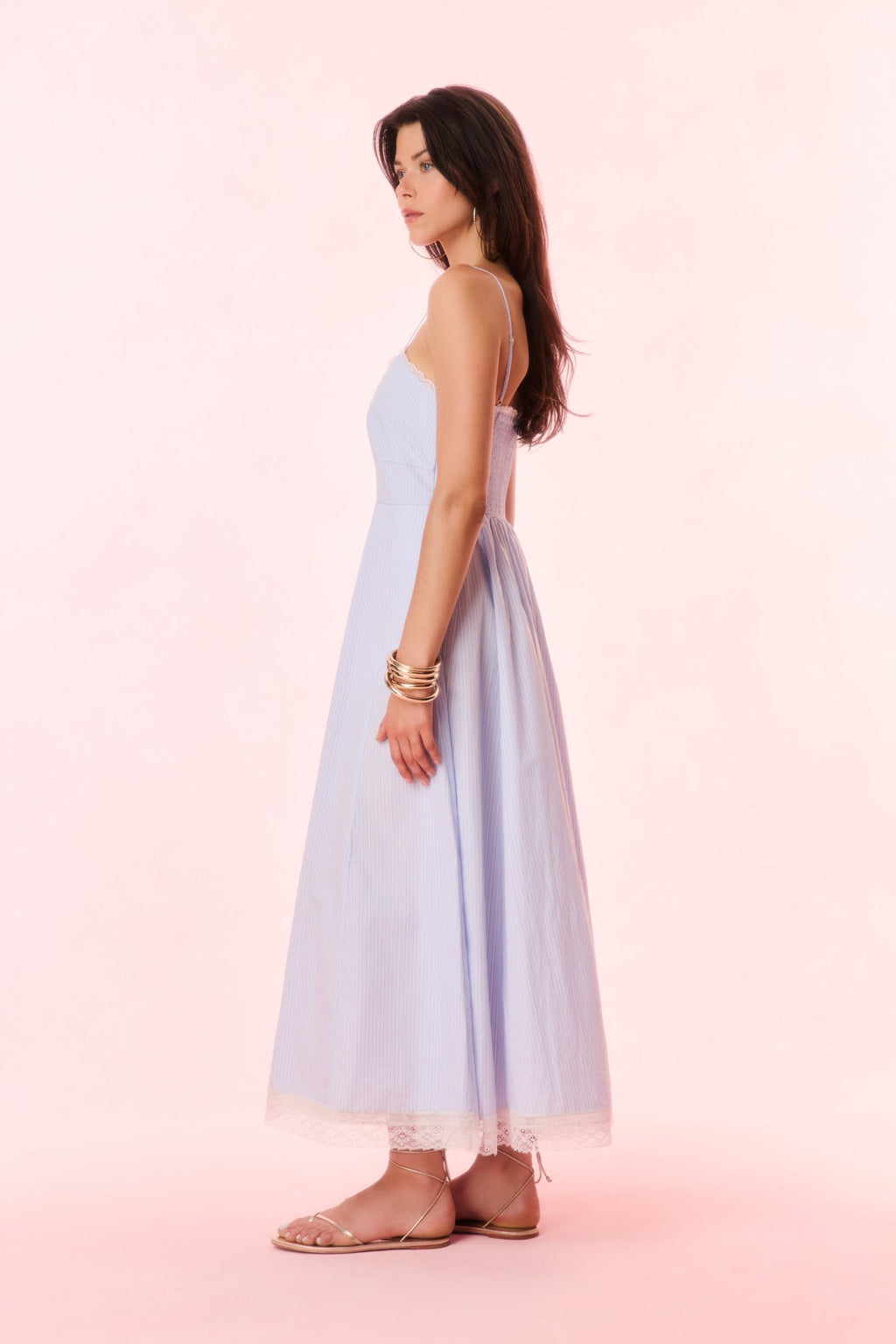 Sandara Cotton Pinstripe Maxi Dress