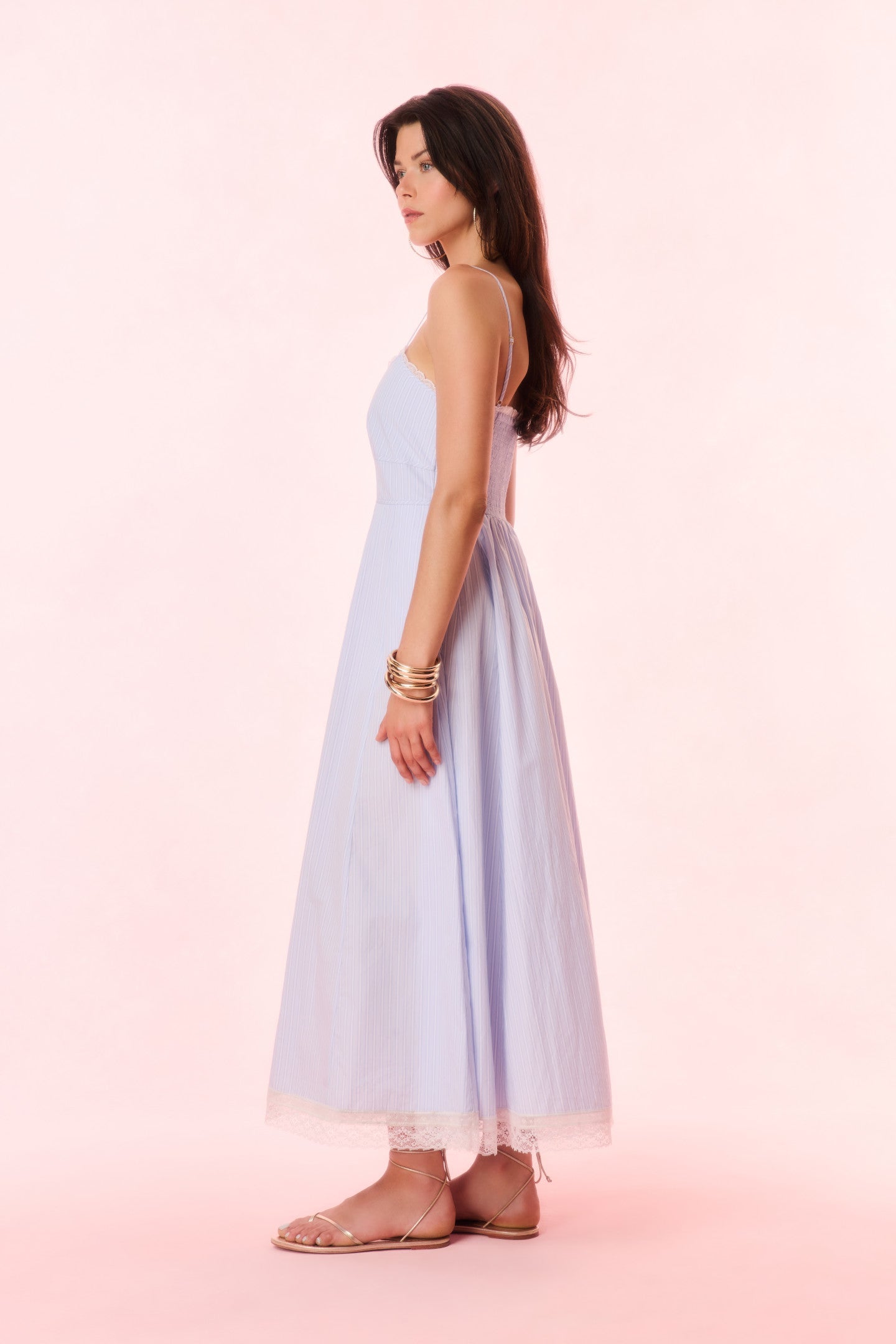 Sandara Cotton Pinstripe Maxi Dress