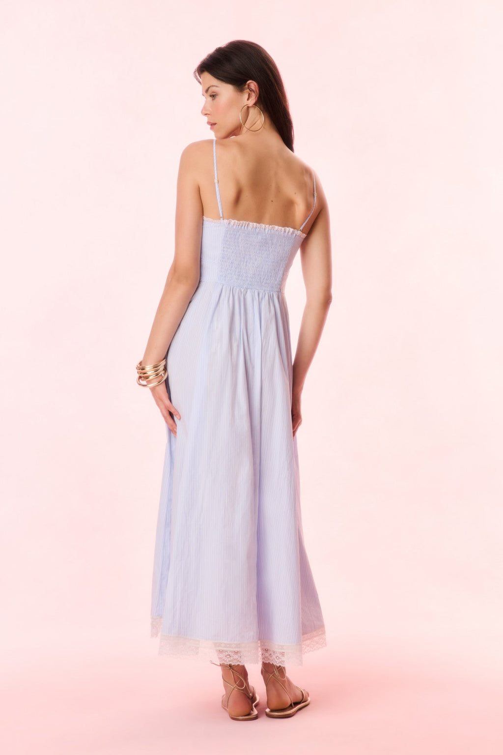 Sandara Cotton Pinstripe Maxi Dress