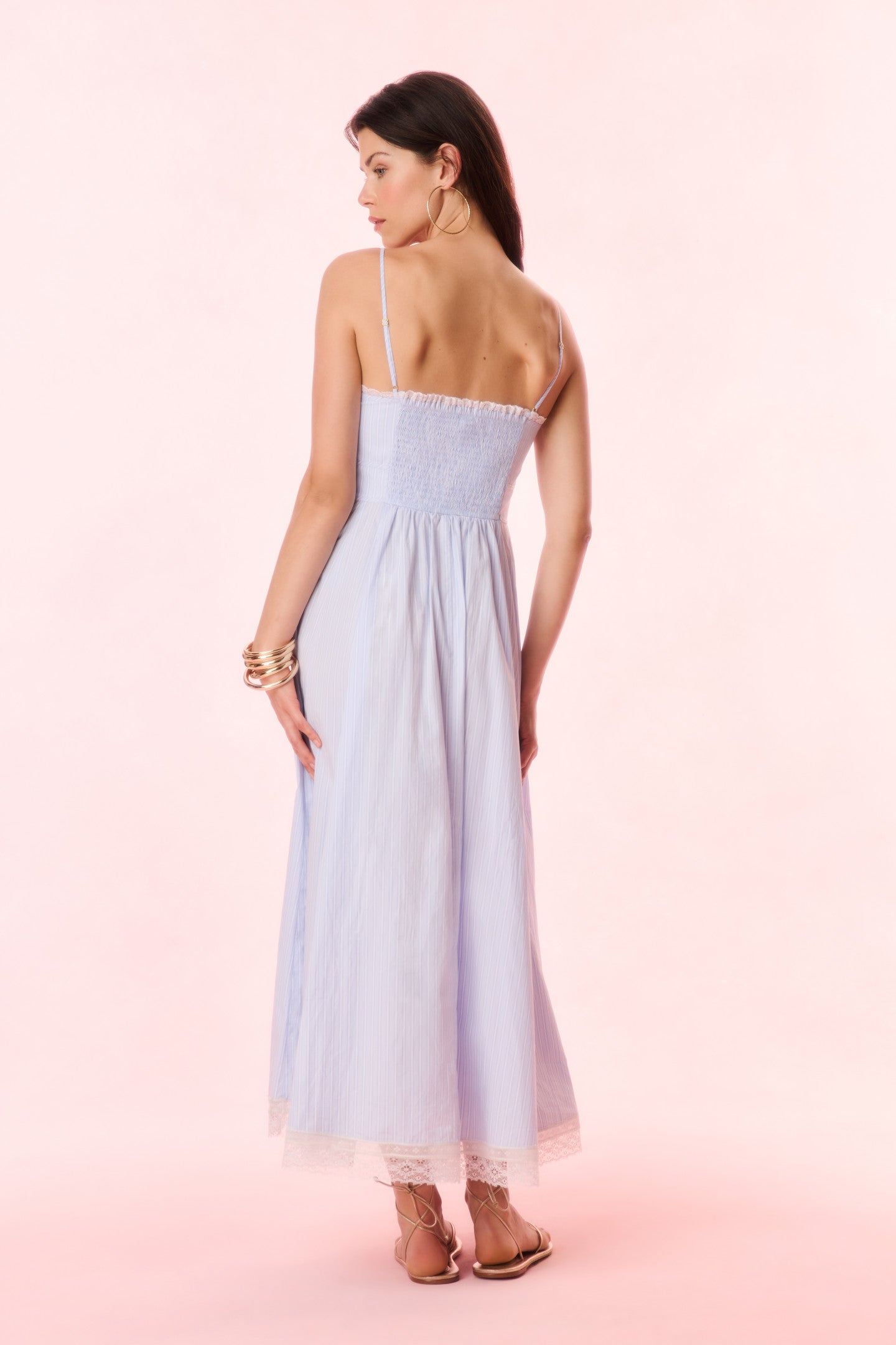 Sandara Cotton Pinstripe Maxi Dress
